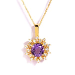 Amethyst Gemstone Sunburst Pendant
