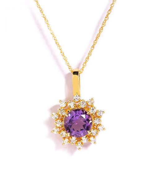 Amethyst Gemstone Sunburst Pendant