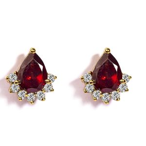 Certified Garnet Pear Shaped Stud Earrings