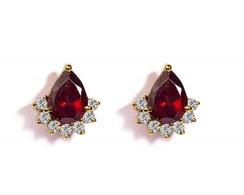 Certified Garnet Pear Shaped Stud Earrings