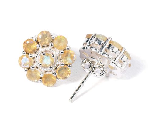 925 Sterling Silver Certified Fire Opal Gemstone Luxury Stud Earrings - Image 2