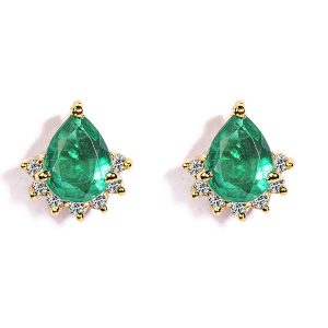 Green Quartz Pear Shaped Stud Earrings