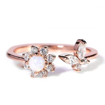 Lab Created Opal Gemstone Adjustable Ring