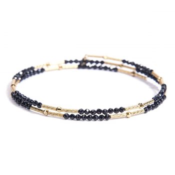 Black Tourmaline Gold Plated Layered Bracelet for Women
