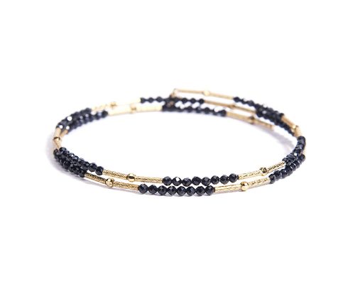 Black Tourmaline Gold Plated Layered Bracelet for Women