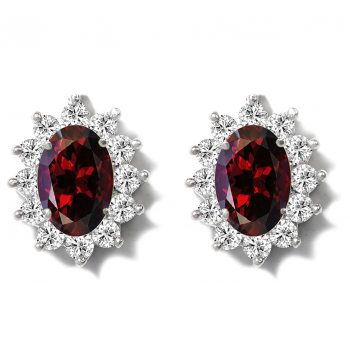 Certified Garnet Gemstone Stud Earrings