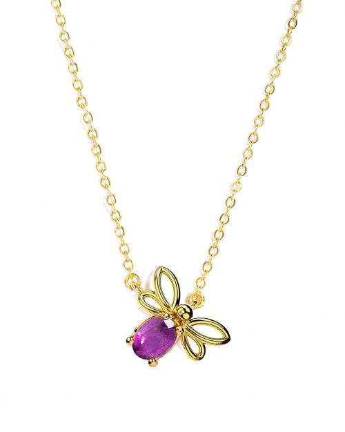Certified Amethyst Gemstone Butterfly Pendant