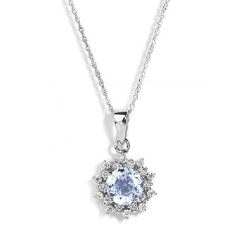 925 Sterling Silver Certified BlueTopaz Gemstone Snow Flake Pendant