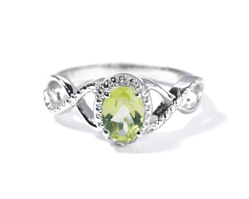 925 Sterling Silver Hallmark Certified Peridot Gemstone Ring for Women