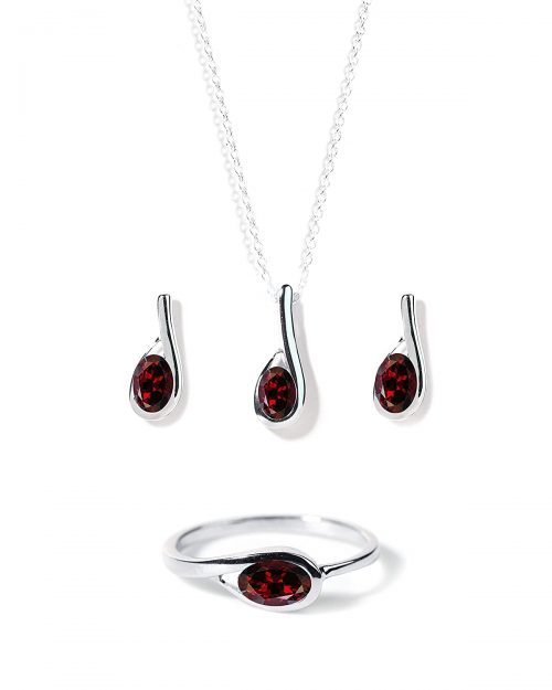 Garnet Gemstone Jewelry Set