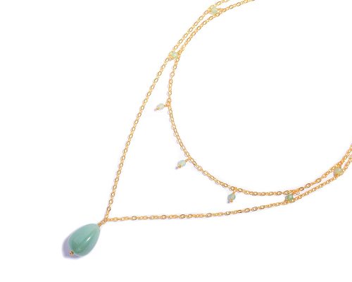 Natural Aventurine Gemstone Layered Necklace - Image 4