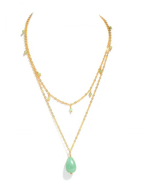 Natural Aventurine Gemstone Layered Necklace