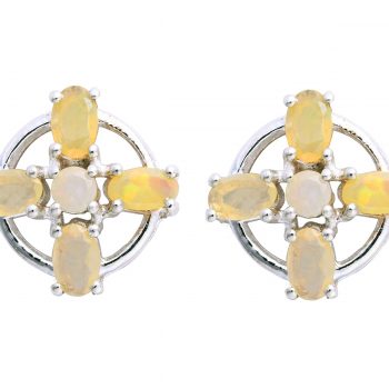 925 Sterling Silver Certified Fire Opal Gemstone Luxury Stud Earrings