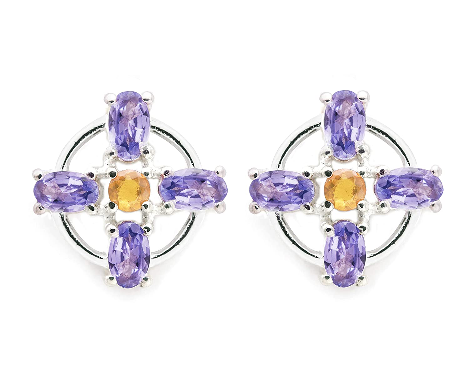 150 Carat TW Amethyst and Diamond Earrings in Yellow Gold