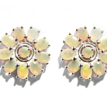 925 Sterling Silver Certified Fire Opal Gemstone Luxury Stud Earrings