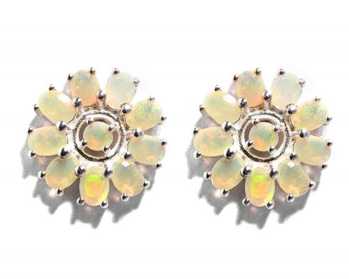925 Sterling Silver Certified Fire Opal Gemstone Luxury Stud Earrings
