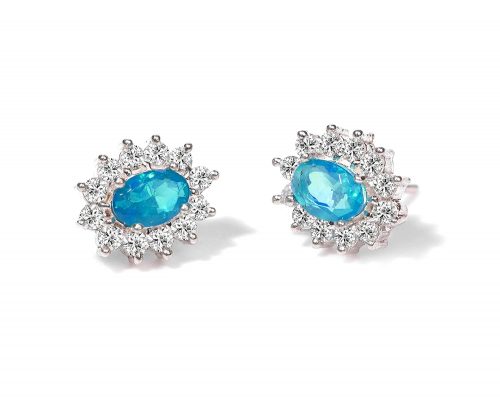 Certified Blue Opal Stud Earrings - Image 2