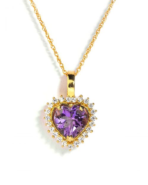 Certified Amethyst Gemstone Heart Pendant