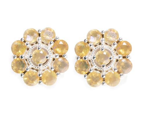 925 Sterling Silver Certified Fire Opal Gemstone Luxury Stud Earrings
