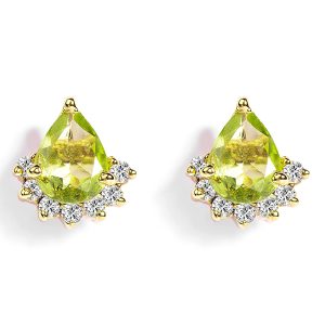 Certified Peridot Pear Shaped Stud Earrings