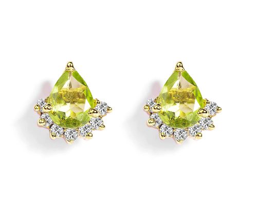 Certified Peridot Pear Shaped Stud Earrings