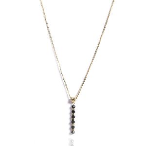 925 Sterling Silver Genuine Black Spinel Sleek Necklace