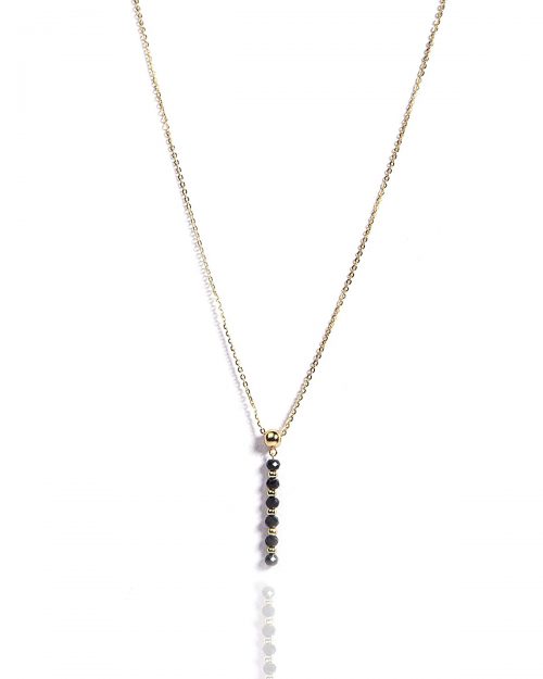 925 Sterling Silver Genuine Black Spinel Sleek Necklace