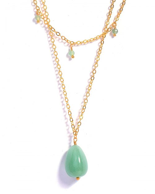 Natural Aventurine Gemstone Layered Necklace - Image 2