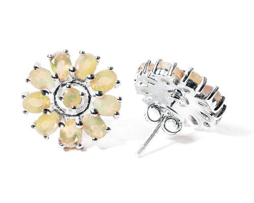 925 Sterling Silver Certified Fire Opal Gemstone Luxury Stud Earrings - Image 2