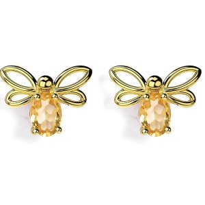 Certified Citrine Butterfly Stud Earrings