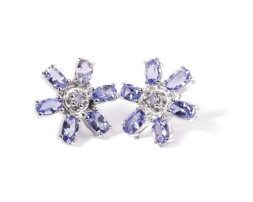 925 Sterling Silver Certified Tanzanite Gemstone Stud Earrings - Image 2