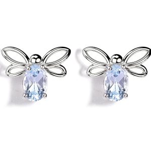 Certified Blue Topaz Butterfly Stud Earrings
