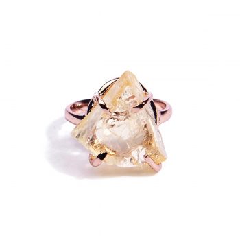 Certified Citrine Raw Gemstone Ring