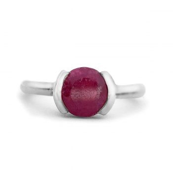 925 Sterling Silver Natural Ruby (Manik) Gemstone Soilatire Ring for Women