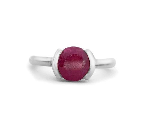 925 Sterling Silver Natural Ruby (Manik) Gemstone Soilatire Ring for Women