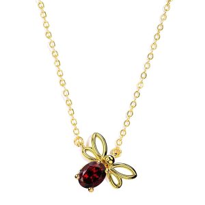 Certified Garnet Gemstone Butterfly Pendant