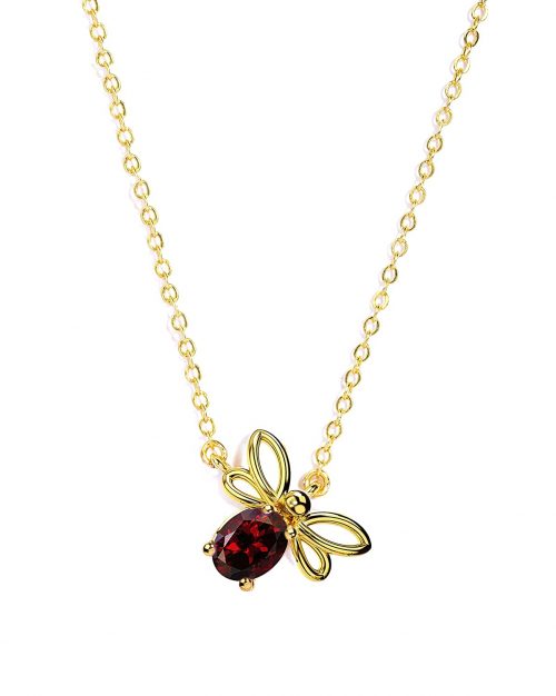 Certified Garnet Gemstone Butterfly Pendant