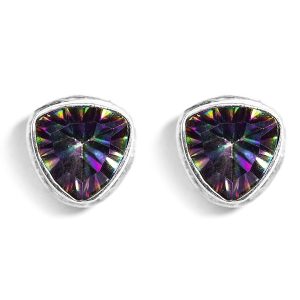 925 Sterling Silver Mystic Topaz Trillion Stud Earrings