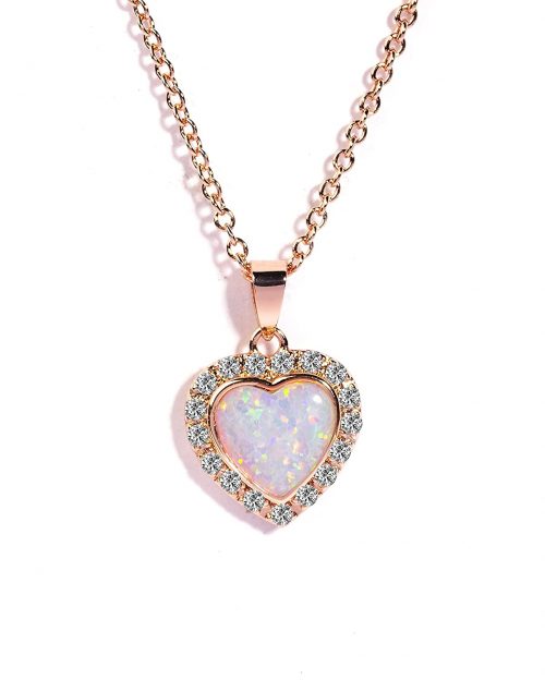Cultured Opal Gemstone Heart Pendant