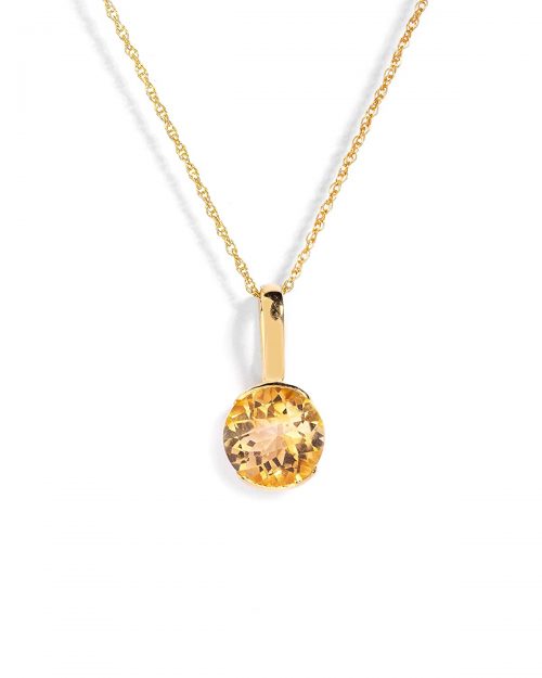 Certified Citrine Gemstone Bezel Pendant