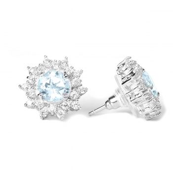 925 Sterling Silver Blue Topaz Gemstone Luxury Designer Stud Earrings