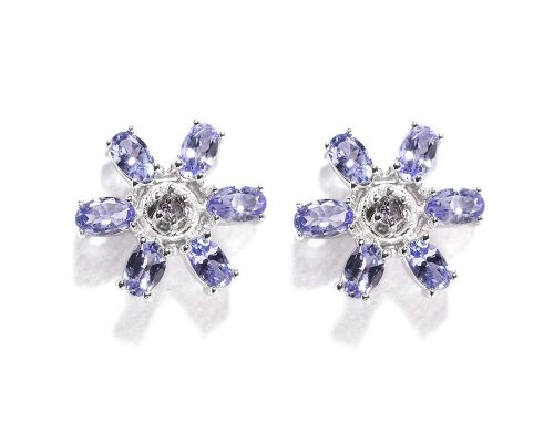 925 Sterling Silver Certified Tanzanite Gemstone Stud Earrings
