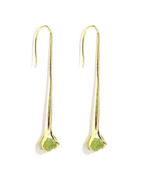 Certified Peridot Rough Dangler Earring for Women