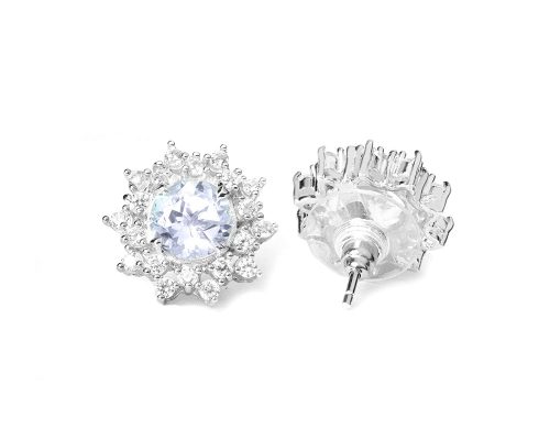 925 Sterling Silver Blue Topaz Gemstone Luxury Designer Stud Earrings - Image 3