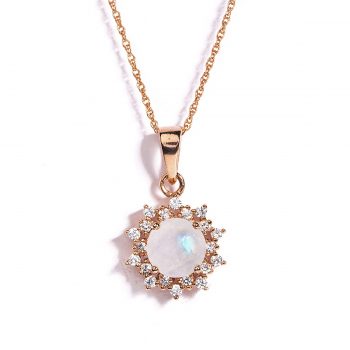 925 Sterling Silver Certified Moonstone Gemstone Snow Flake Pendant