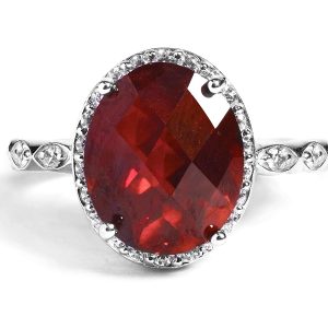 925 Sterling Silver Certified Natural Garnet Solitaire Gemstone Propose Ring for Women