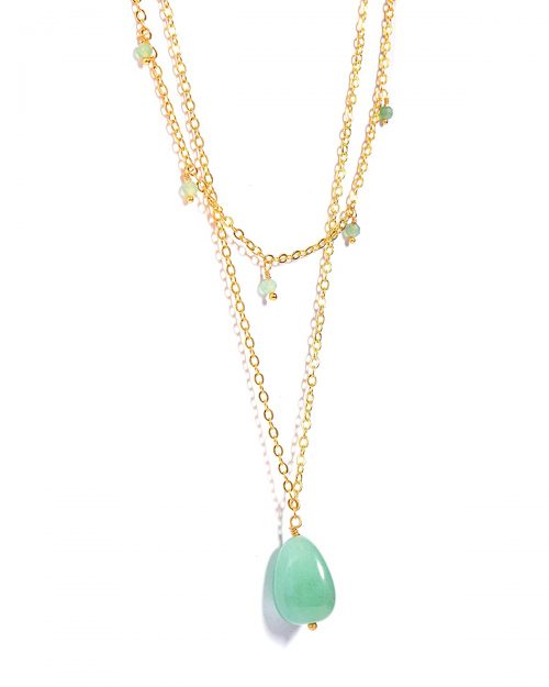 Natural Aventurine Gemstone Layered Necklace - Image 3