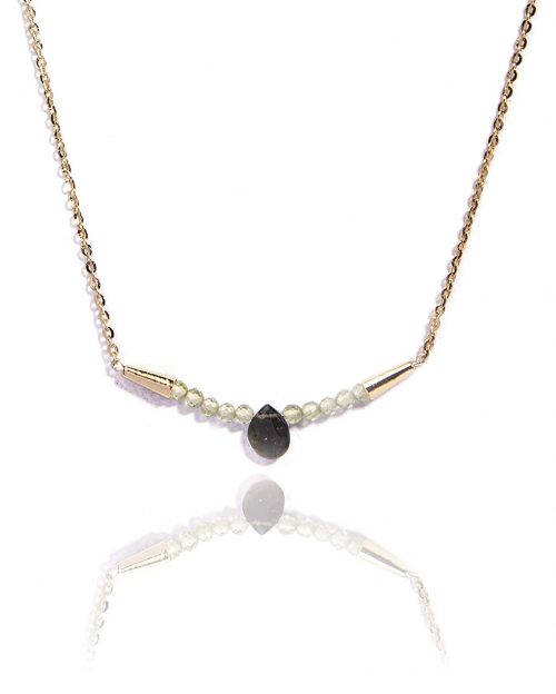 925 Silver Certified Peridot & Tourmaline Gemstones Dainty Necklace