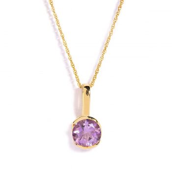 Certified Amethyst Gemstone Bezel Pendant