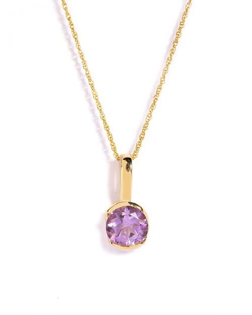 Certified Amethyst Gemstone Bezel Pendant